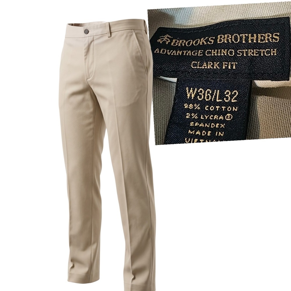 Brooks Brothers Chinos Men 36x32 Khaki Beige Clark Fit Advantage Stretch Pants